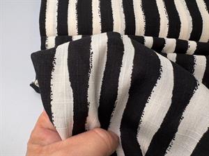 Fastvævet bomuld / viscose - slub black / white
