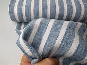 Fastvævet polyester - lækre striber i jeansblå