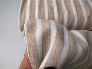 Fastvævet polyester - lækre striber i beige