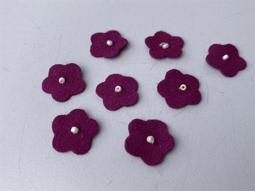 Blomst - lilla ruskinds look med perle, 8 stk.