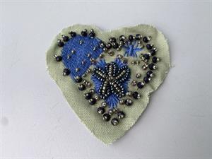 Symærke - hjerte med perler, 1 stk.