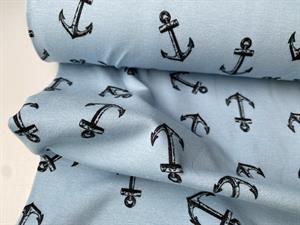 Bomuldsjersey - lækker lyseblå med anker