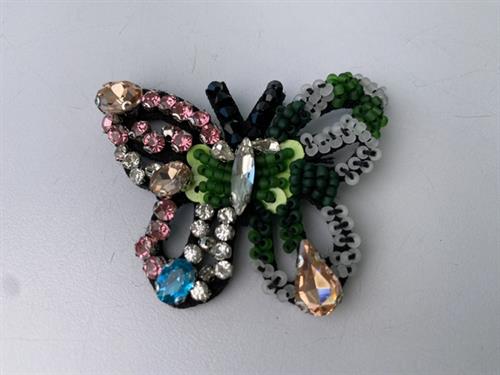 Symærke - sommerfugl med små sten og perler, 1 stk.