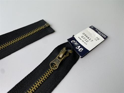 Delbar lynlås - sort med metaltænder