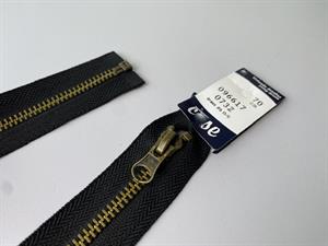 Delbar lynlås - sort med metaltænder