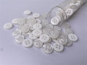 Skjorteknap - klassisk, blank og hvid, 10 mm