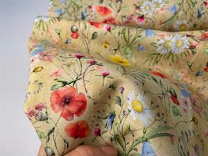 Patchwork stof - vilde blomster i fine farver