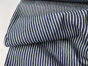 Fastvævet denim - klassiske striber i mørk denimblå