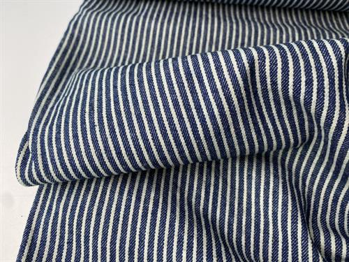Fastvævet denim - klassiske striber i mørk denimblå