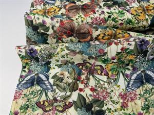 Patchwork stof - smukke sommerfugle og blomster 