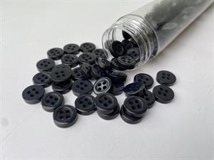 Skjorteknap - klassisk, blank og blåsort, 10 mm