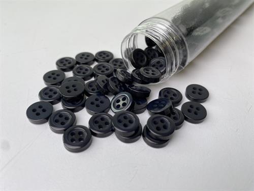 Skjorteknap - klassisk, blank og blåsort, 10 mm