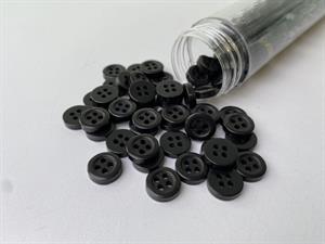 Skjorteknap - klassisk, blank og sort, 10 mm