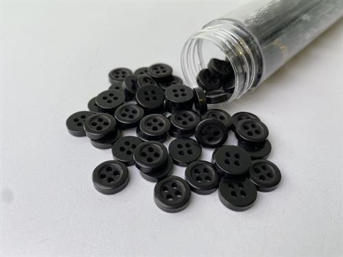 Skjorteknap - klassisk, blank og sort, 10 mm
