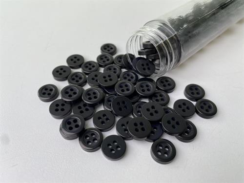 Skjorteknap - klassisk, blank og mørk blåsort, 10 mm