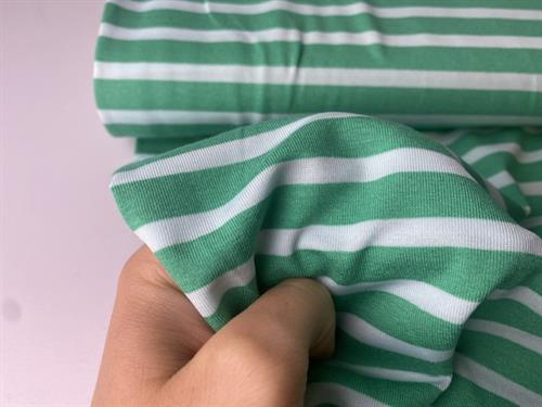 Viscosejersey - skønne striber i offwhite og peppermint