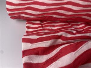 Effektjersey - skønne striber i offwhite og koralpink