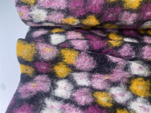 Uldfilt - blomsterlignende motiver i fine farver