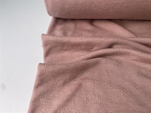 Undertøjsuld - støvet rosa med yndigt hulmønster