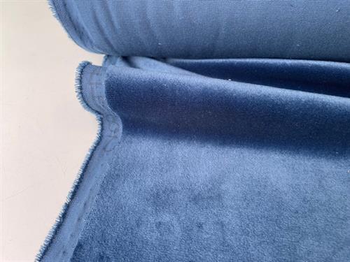 Fastvævet bomuldsvelour - blød velour i blu