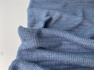 Rillet undertøjsuld med silke - stålblå