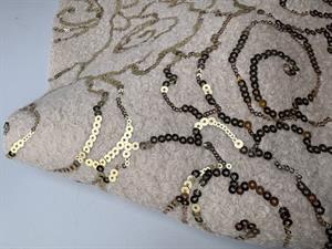 Uld boucle - lys blid beige med pailletter 