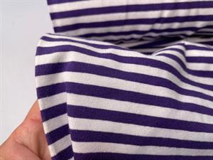 Bomuldsjersey - lilla og offwhite striber