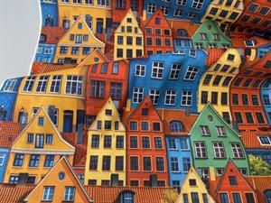 Deko canvas - fine huse i fantastiske farver