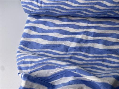 Effektjersey - skønne striber i offwhite og lavendelblå