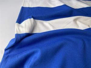 Bomuldsinterlock - brede striber i offwhite og blå