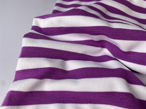 Viscosejersey - klassiske striber i light plum / offwhite