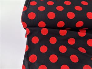 Bomuldsjersey - sort med 25 mm rød bombe