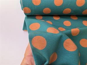 Bomuldsjersey - aquamarin med 25 mm beige bombe