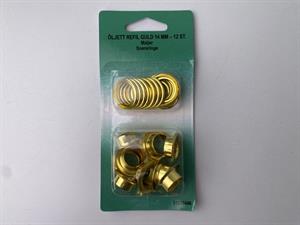 Snøreringe guld - refill pakke 12 stk., 14 mm