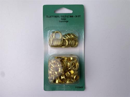 Snøreringe guld - refill pakke 36 stk., 8,7 mm