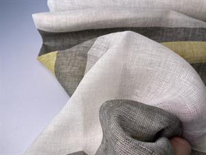 Fastvævet hør - semitransparent med brede striber i blide toner