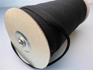Bændelbånd - hel rulle sildebensvævet i sort, 10 mm, 200 m