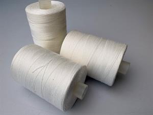 Bomuldstråd - 100% bomuld i knækket hvid, 1000 meter