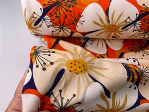 Vinterjersey - blomster i fine farver 