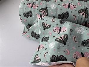 Bomuldsjersey - blid mint med sommerfugle