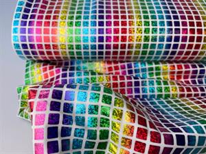Sport / danse stof - multicolor check hologram