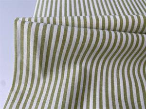 Fastvævet bomuld - oliven og offwhite stribet