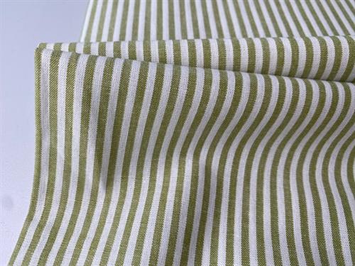 Fastvævet bomuld - oliven og offwhite stribet