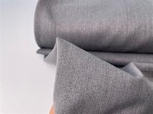 Gabardine - krølfri buksestof i wool touch, gråmeleret