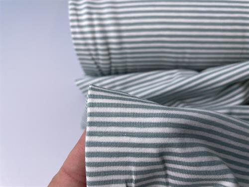 Bomuldsjersey - lækre striber i old green / offwhite