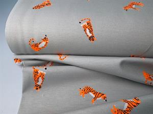 Bomuldsjersey - blid grå med neon tiger