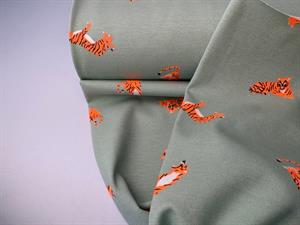 Bomuldsjersey - blid mint med neon tiger