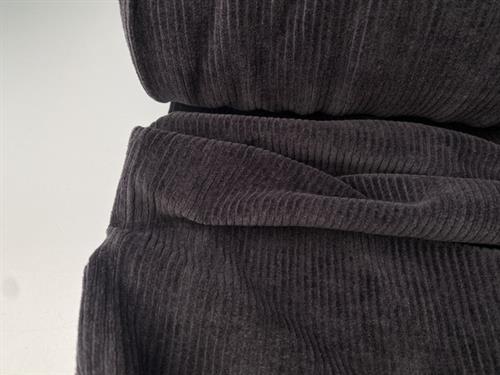 Fløjlsvelour - rillet i sort