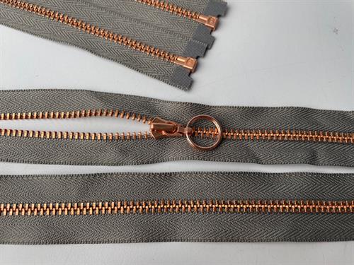 Lynlås - delbar, sand og rosegold, 38 cm