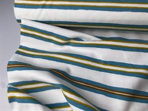 Bomuldsjersey - fine striber på offwhite bund